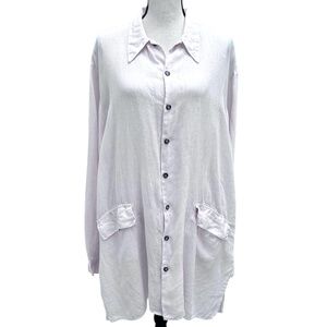 CP SHADES PALE BABY PINK IRISH LINEN TUNIC LENGTH SHIRT/JACKET - SHACKET